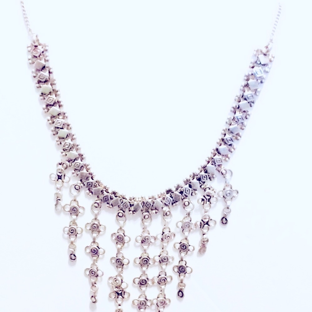 Earthbound Metal Necklace Silver Black 16.5 in.